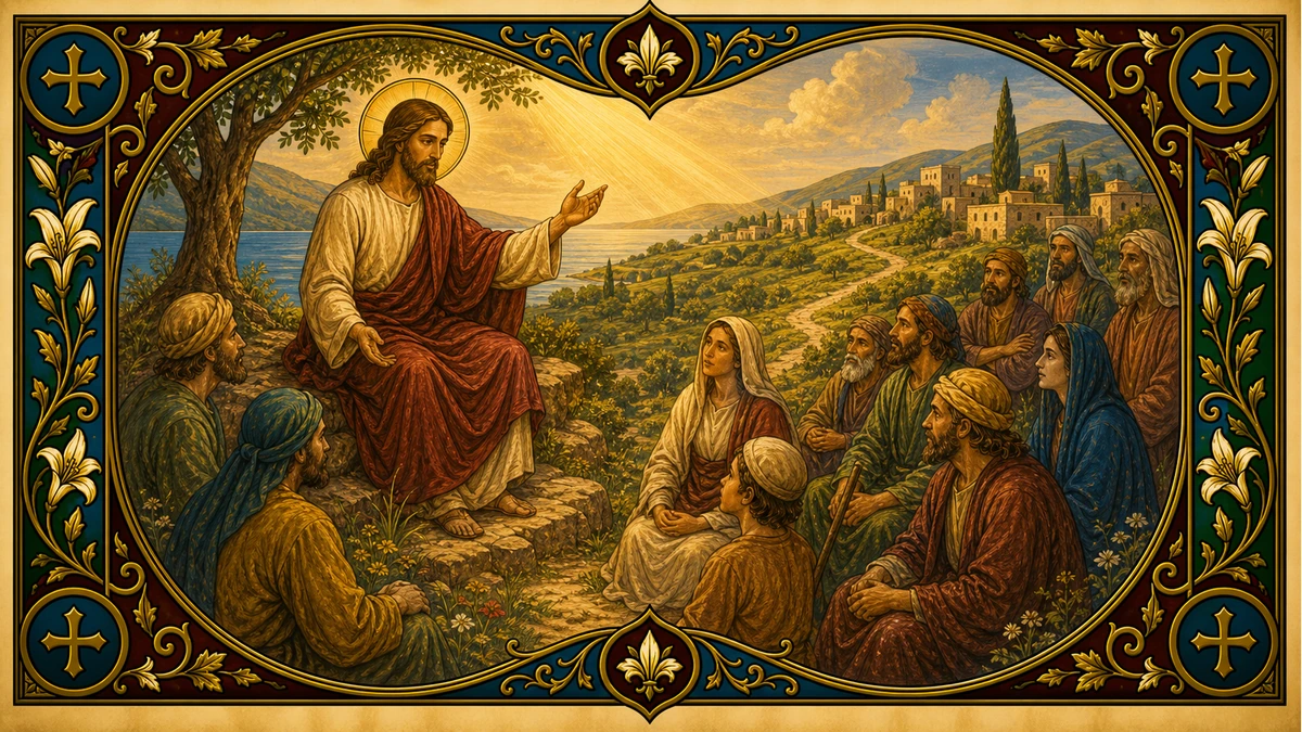 Devotional artwork for The Proclamation of the Kingdom, a Rosary mystery.